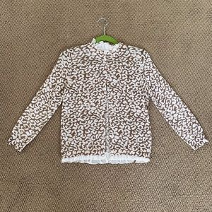 J. Crew leopard sweater with lace fringe